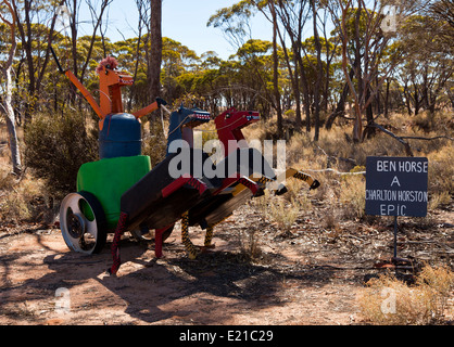 Zinn Pferde auf dem Zinn Pferd Highway in Westaustralien Stockfoto