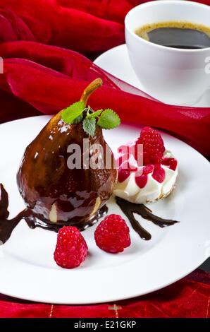 Poire Belle Helene Stockfoto