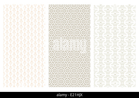 3 verschiedene nahtlose Muster im retro-Stil auf weiß isoliert Stockfoto