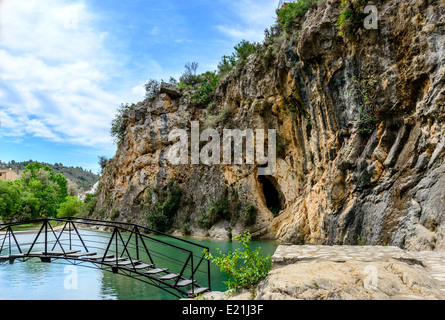 Bolbaite Fluss und Wasserfall in der Nähe von Ontinyent Provinz Valencia Spanien Stockfoto