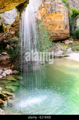 Los Charcos Fluss und Wasserfall in der Nähe von Ontinyent Valencia Provinz, Spanien Stockfoto