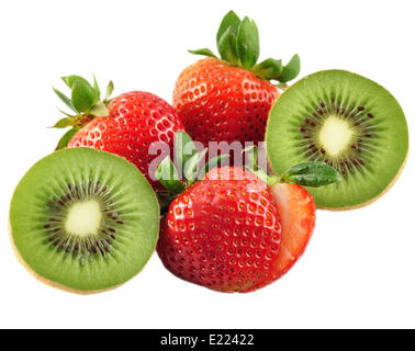 Erdbeeren und kiwi Stockfoto