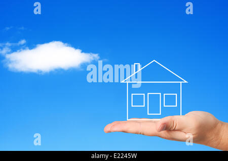 Haus am Palm Konzept Gehäuse. Stockfoto