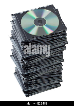 Stack-CD im Kasten isoliert. Stockfoto