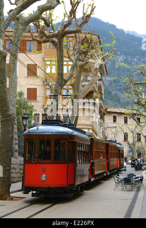 Historische Straßenbahn "Orangenexpress" Soller Stadt Mallorca Mallorca Spanien