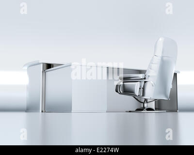 Tisch und Sessel auf weißem Stockfoto