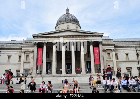 Einen Überblick über die nationale Galerie von Trafalgar Square, UK. Stockfoto