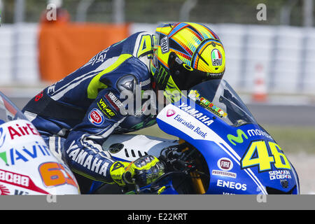 Bacelona, Spanien. 13. Juni 2014. BARCELONA Spanien -13 Jun: Valentino Rossi Moto GP, freies Training in feierte in der Barcelona-Catalunya Rennstrecke am 13. Juni 2014 Foto: Mikel Trigueros/Urbanandsport/Nurphoto Credit: Mikel Trigueros/NurPhoto/ZUMAPRESS.com/Alamy Live News Stockfoto