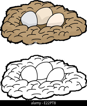 Trio von Eiern in Cartoon nisten über isolierte Hintergrund Stockfoto