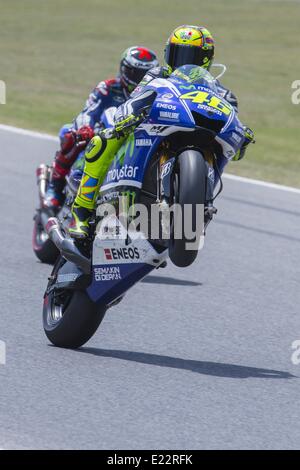 Bacelona, Spanien. 13. Juni 2014. BARCELONA Spanien -13 Jun: Valentino Rossi Moto GP, freies Training in feierte in der Barcelona-Catalunya Rennstrecke am 13. Juni 2014 Foto: Mikel Trigueros/Urbanandsport/Nurphoto Credit: Mikel Trigueros/NurPhoto/ZUMAPRESS.com/Alamy Live News Stockfoto