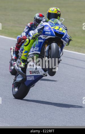 Bacelona, Spanien. 13. Juni 2014. BARCELONA Spanien -13 Jun: Valentino Rossi Moto GP, freies Training in feierte in der Barcelona-Catalunya Rennstrecke am 13. Juni 2014 Foto: Mikel Trigueros/Urbanandsport/Nurphoto Credit: Mikel Trigueros/NurPhoto/ZUMAPRESS.com/Alamy Live News Stockfoto