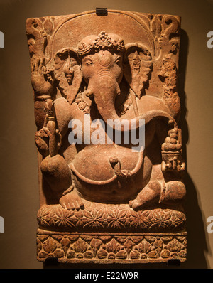 Detail des Ganesha Statue, Nord-Indien, 7. / 8. Jahrhundert n. Chr., Sandstein Stockfoto