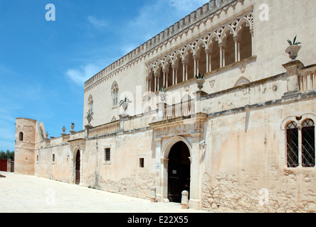 Venezianischen gotische Fassade des Donnafugata Schloss außerhalb Ragusa Stockfoto