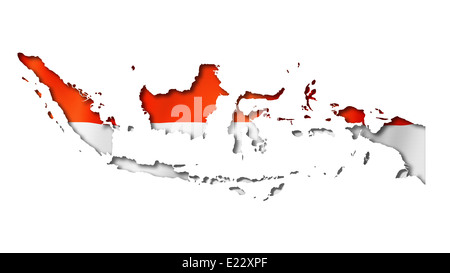 Indonesien-Flagge abzubilden, drei dimensionalen Render, isoliert auf weiss Stockfoto