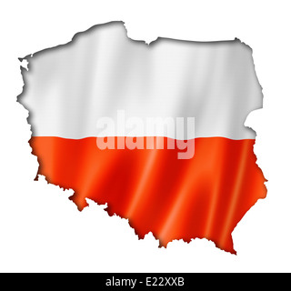 Polen Flagge abzubilden, drei dimensionalen Render, isoliert auf weiss Stockfoto