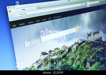 Foto von Bing Webseite auf einem Bildschirm. Bing ist eine Web-Suchmaschine von Microsoft Stockfoto