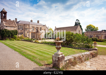 Die Westfassade an Brympton d'Evercy Haus nr Yeovil, Somerset, England, UK Stockfoto