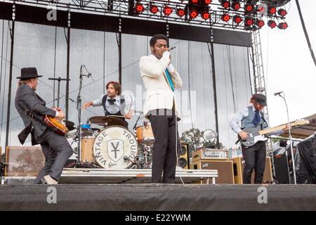 Manchester, Tennessee, USA. 13. Juni 2014. Vintage Trouble durchführen live auf der 2014 Bonnaroo Music and Arts Festival in Manchester, Tennessee Credit: Daniel DeSlover/ZUMAPRESS.com/Alamy Live News Stockfoto