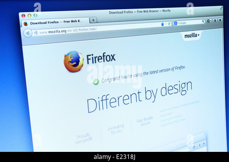 Foto von Mozilla Firefox Webseite auf einem Bildschirm. Mozilla Firefox ist eine freie und Open-Source Web-browser Stockfoto