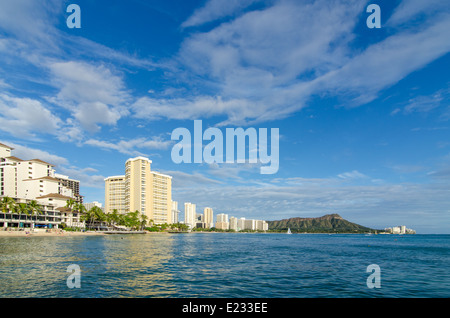 Einen Blick auf die Hotels Waikiki Beach in Hawaii Futter Stockfoto