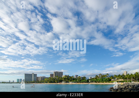 Einen Blick auf die Hotels Waikiki Beach in Hawaii Futter Stockfoto