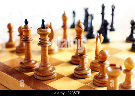 Vintage Holz Schach. Schach-Spiel. Stockfoto