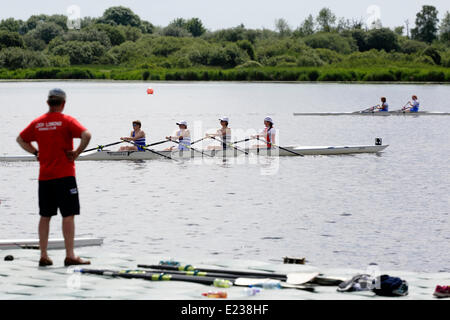 Castle Semple Visitor Centre, Lochwinnoch, Renfrewshire, Schottland, Großbritannien, Samstag, 14. Juni 2014. Die Castle Semple Rowing Club Regatta ist die größte eintägige Regatta in Schottland und wird am Castle Semple Loch im Clyde Muirshiel Regional Park abgehalten Stockfoto