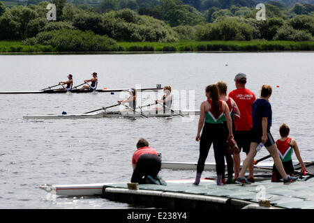 Lochwinnoch, Renfrewshire, Schottland, Samstag, 14. Juni 2014. Die Burg Semple Rowing Club Regatta ist das größte eintägige Regatta in Schottland und findet im Schloss Semple Loch Visitor Centre in Lochwinnoch innerhalb von Clyde Muirshiel Regional Park Credit: Kenny Williamson / Alamy Live News Stockfoto