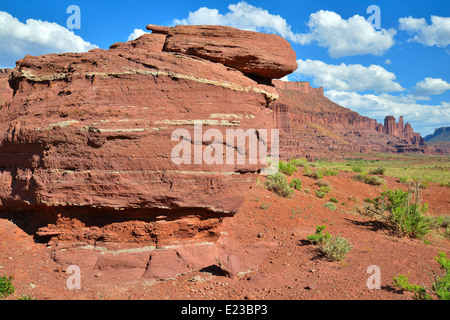 Fisher-Türme entlang der Autobahn 128 in der Nähe von Castle Valley, Utah Stockfoto