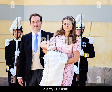 Prinzessin Madeleine von Schweden, mit Prinzessin Leonore von Schweden und Ehemann Chris O'Neill Stockfoto