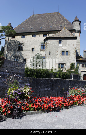 Mittelalterliche Stadt von Yvoire in der Nähe des Genfer Sees, Haute Savoie Rhone Alpes, Frankreich. Stockfoto