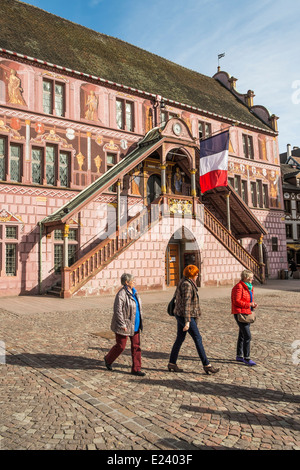 Renaissance-Fassade an das ehemalige Rathaus, heute ein Museum, Mülhausen, Elsass, Frankreich Stockfoto