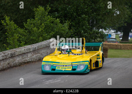Abarth-Osella Osella PA2 Gruppe 5 (1974) Rennwagen Tergalgelb und grün Gelb beim Cholmondeley Pageant of Power. Stockfoto