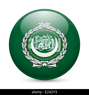 Flagge der arabischen Liga als runde glänzende Symbol. Schaltfläche mit Flaggendesign Stockfoto