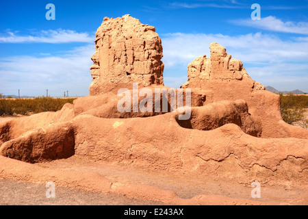 Casa Grande Ruins National Monument der präkolumbianischen Hohokam-Indianer in Arizona USA Stockfoto