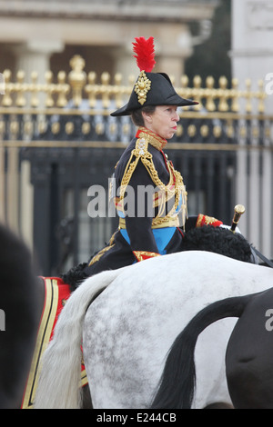 Ihre Königliche Hoheit Prinzessin Anne am Trooping die Farbe 2014 für Geburtstag der Königin. Stockfoto