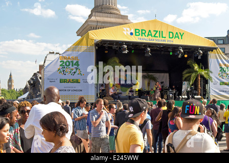 Brasilien-Day Feierlichkeiten in Trafalgar Square in London. Stockfoto