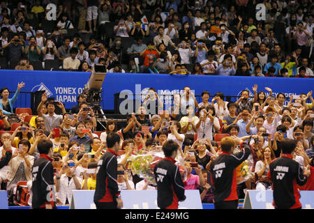 Tokyo Metropolitan Gymnasium, Tokio, Japan. 15. Juni 2014. Ventilatoren, 15. Juni 2014 - Badminton: Yonex Open Japan 2014 am Tokyo Metropolitan Gymnasium, Tokio, Japan. © Yusuke Nakanishi/AFLO SPORT/Alamy Live-Nachrichten Stockfoto