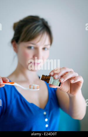Dental-Hygiene, Frau Stockfoto