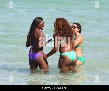 Serena Williams und Freunde genießen Miami Beach. Miami Beach, wo: Florida, Florida, Vereinigte Staaten, wann: 15. Juni 2013 Stockfoto