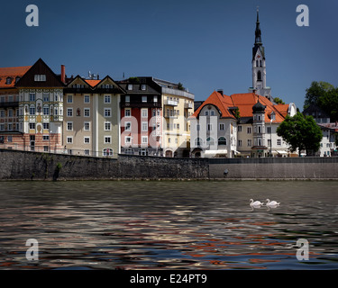 DE - Bayern: Bad Tölz (Altstadt und Fluss Isar) Stockfoto