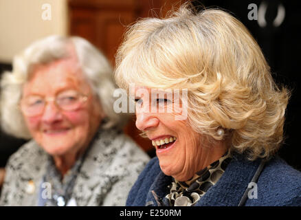 Die Herzogin von Cornwall spricht mit Frauen, die als Code Breakers in Bletchley Park während des zweiten Weltkrieges im The Mansion House in Bletchley Park Featuring diente: Camilla, Herzogin von Cornwall wo: Milton Keynes, Großbritannien: 20. Februar 2013 Stockfoto