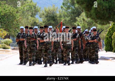 Camp Raffalli, Heimat des 2e REP, ein airborne Regiment von Franzose-Fremdenlegion. Camp Raffalli das 2e rep ist in der Nähe die Corsica Calvi, stationiert. Benannt nach Major Rémy Raffalli, 2e BEP wurde erweitert, um eine vollständige Regiment und wurde das 2. ausländische Fallschirm-Regiment umbenannt.  Wo: Calvi, Korsika, Frankreich bei: 12. April 2013 Stockfoto