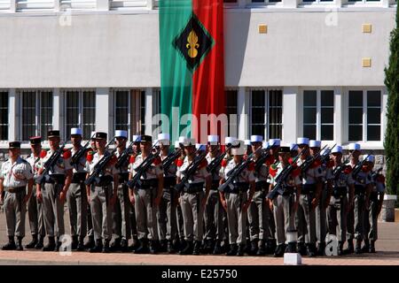 Camp Raffalli, Heimat des 2e REP, ein airborne Regiment von Franzose-Fremdenlegion. Camp Raffalli das 2e rep ist in der Nähe die Corsica Calvi, stationiert. Benannt nach Major Rémy Raffalli, 2e BEP wurde erweitert, um eine vollständige Regiment und wurde das 2. ausländische Fallschirm-Regiment umbenannt.  Wo: Calvi, Korsika, Frankreich bei: 12. April 2013 Stockfoto