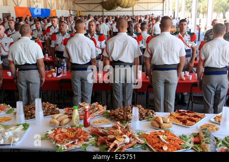 Camp Raffalli, Heimat des 2e REP, ein airborne Regiment von Franzose-Fremdenlegion. Camp Raffalli das 2e rep ist in der Nähe die Corsica Calvi, stationiert. Benannt nach Major Rémy Raffalli, 2e BEP wurde erweitert, um eine vollständige Regiment und wurde das 2. ausländische Fallschirm-Regiment umbenannt.  Wo: Calvi, Korsika, Frankreich bei: 12. April 2013 Stockfoto