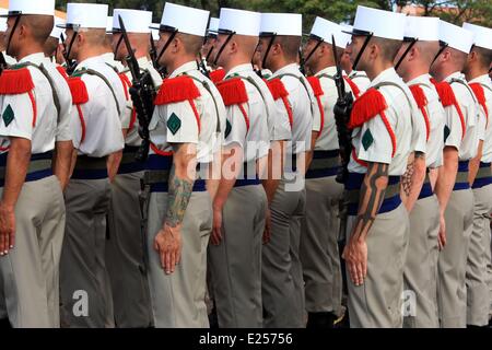 Camp Raffalli, Heimat des 2e REP, ein airborne Regiment von Franzose-Fremdenlegion. Camp Raffalli das 2e rep ist in der Nähe die Corsica Calvi, stationiert. Benannt nach Major Rémy Raffalli, 2e BEP wurde erweitert, um eine vollständige Regiment und wurde das 2. ausländische Fallschirm-Regiment umbenannt.  Wo: Calvi, Korsika, Frankreich bei: 12. April 2013 Stockfoto