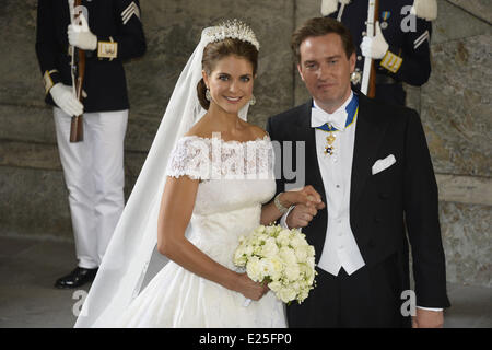 Die Hochzeit von Prinzessin Madeleine von Schweden und Christopher O'Neill von König Carl Gustaf XIV und Königin Silvia an das Royal Palace, wo gehostet: Stockholm, Schweden: 8. Juni 2013 Stockfoto