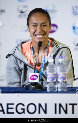 16. Juni 2014 Eastbourne England. Heather Watson aus Großbritannien während ihrer Pressekonferenz am ersten Tag der Aegon International in Devonshire Park, Eastbourne. Stockfoto