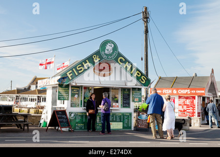 Fish &amp; Chips-Shop, West Bay, Dorset England UK Stockfoto