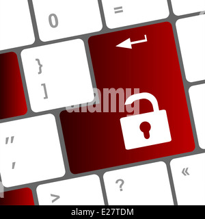 Lock-Taste auf der Tastaturtaste öffnen Stockfoto